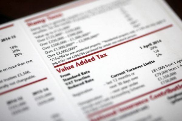 Close up of the value added tax section of a tax return form